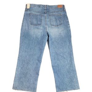 Madewell Womens Slim Wide Leg Crop Raw Hem Size 37 Tall Medium Wash Distressed